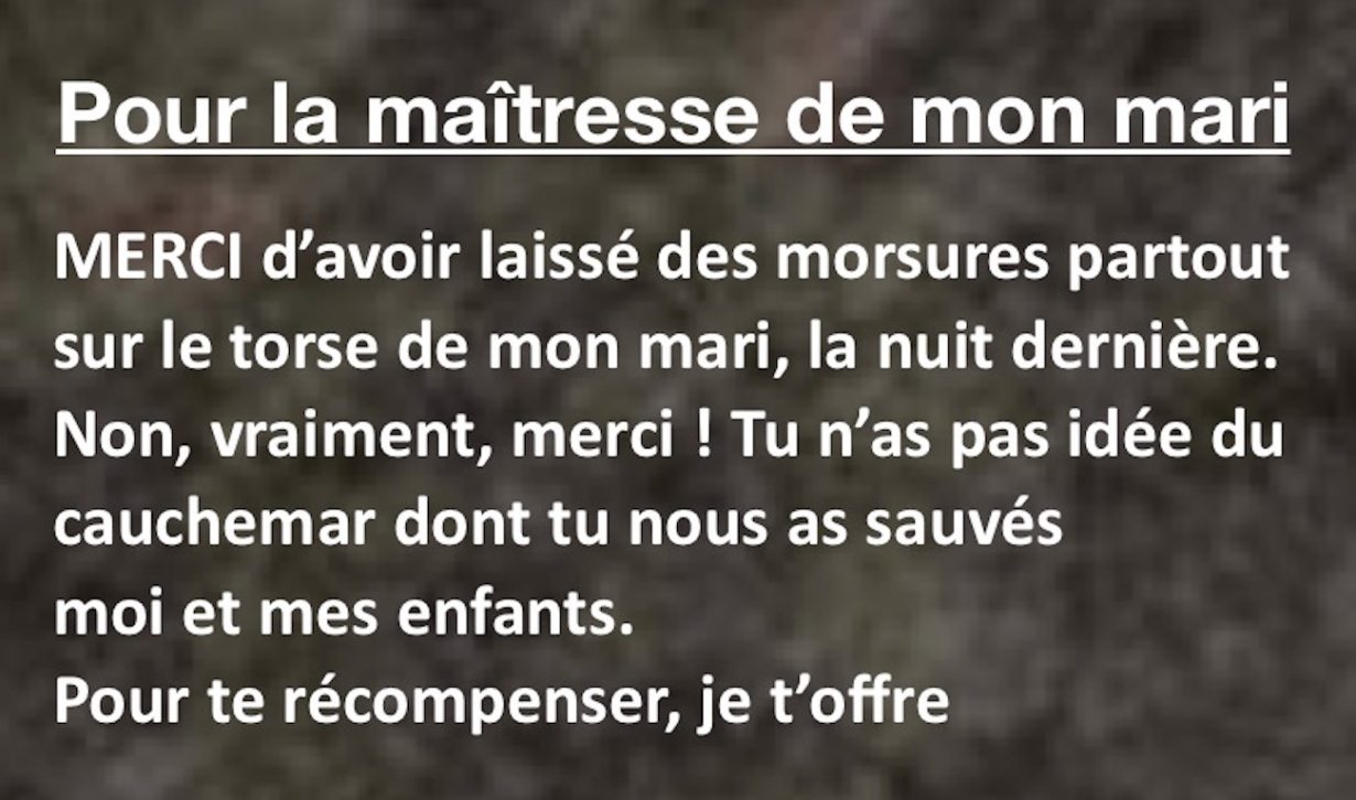 Son mari la trompe : elle écrit la meilleure lettre à sa maîtresse